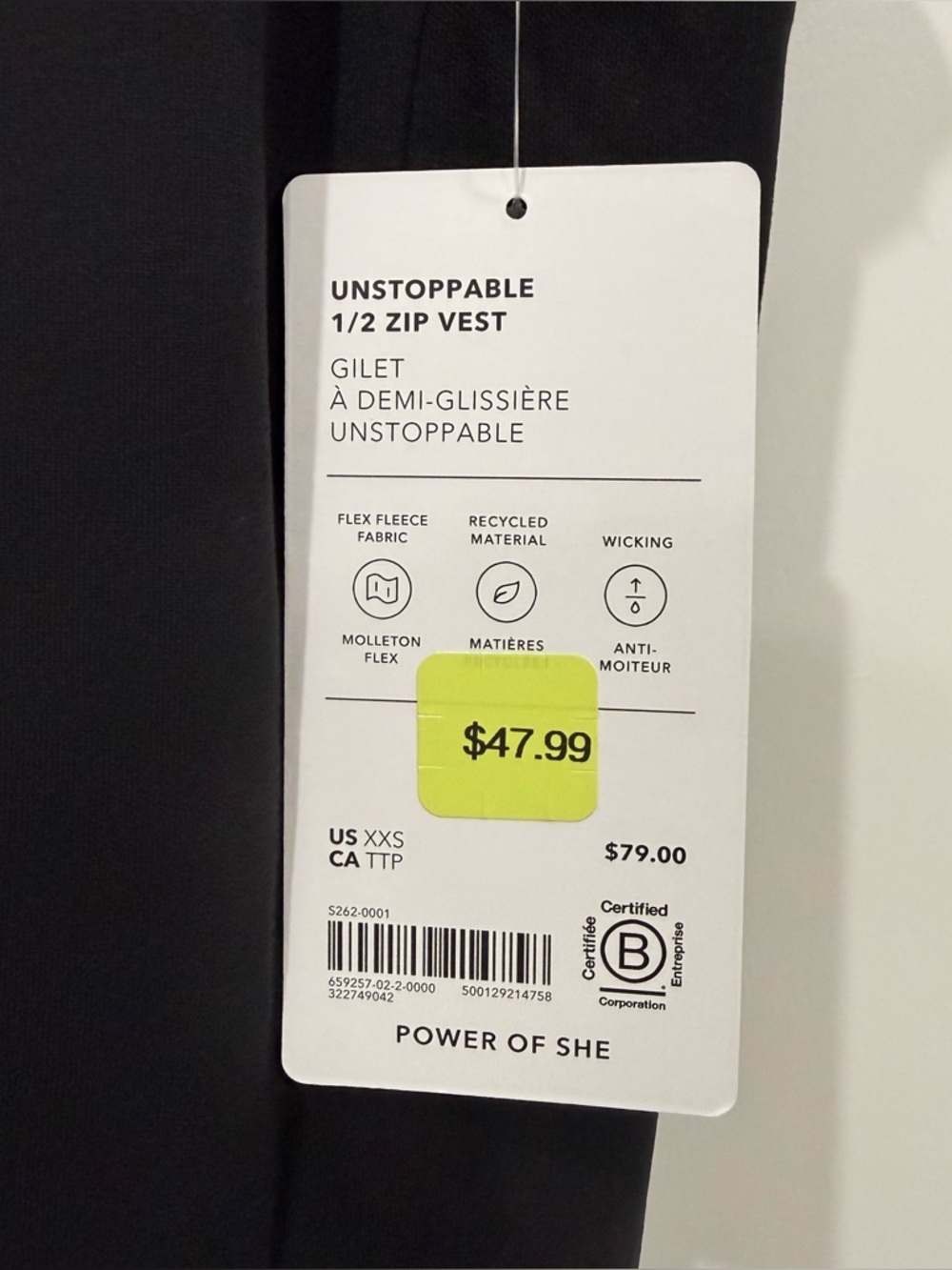 NWT Athleta Unstoppable Half Zip Vest XXS - Picture 2 of 8